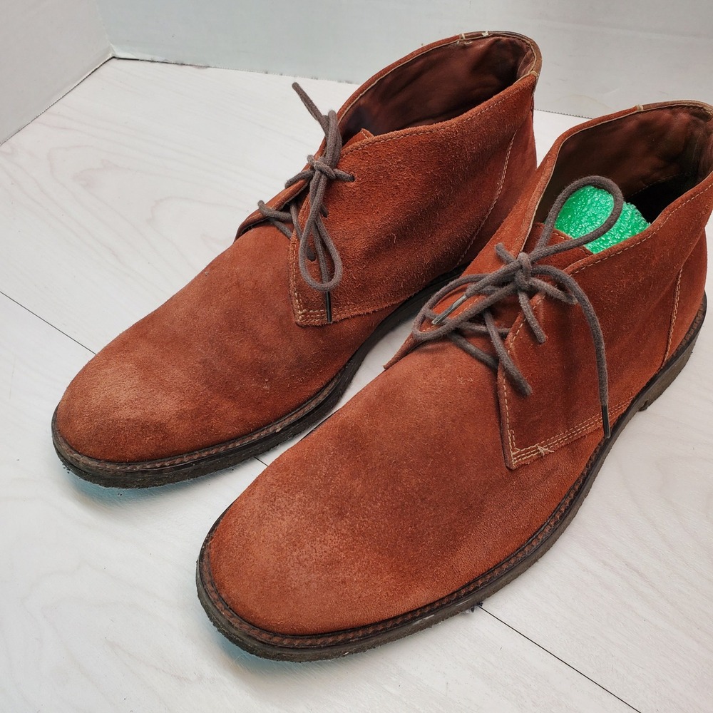 Johnston & Murphy Mens 9.5 Rust Suede Chukka Desert Boots Rugged Prep Americana